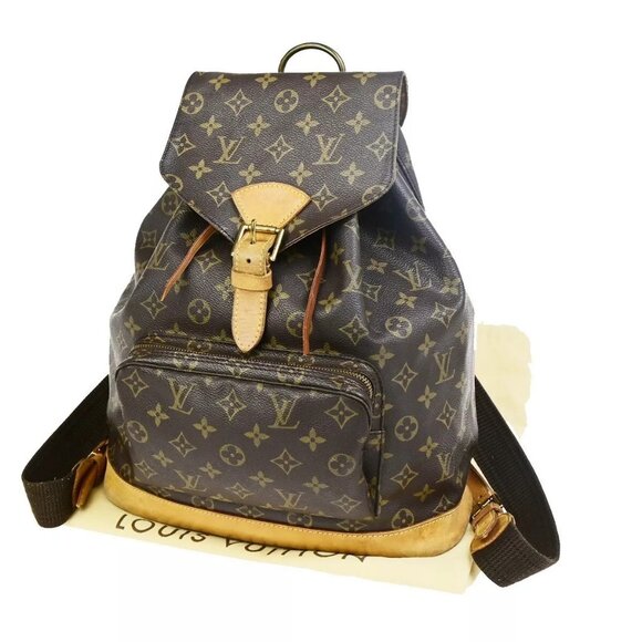 LOUIS VUITTON Montsouris GM Backpack Bag Monogram Leather Brown M51135 70FB218 - Picture 1 of 15